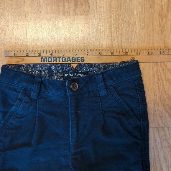 Mini Boden Pants Kids Girls 8Y Blue Skinny Pleated Velvet Soft Adjustable Waist - Picture 3 of 8